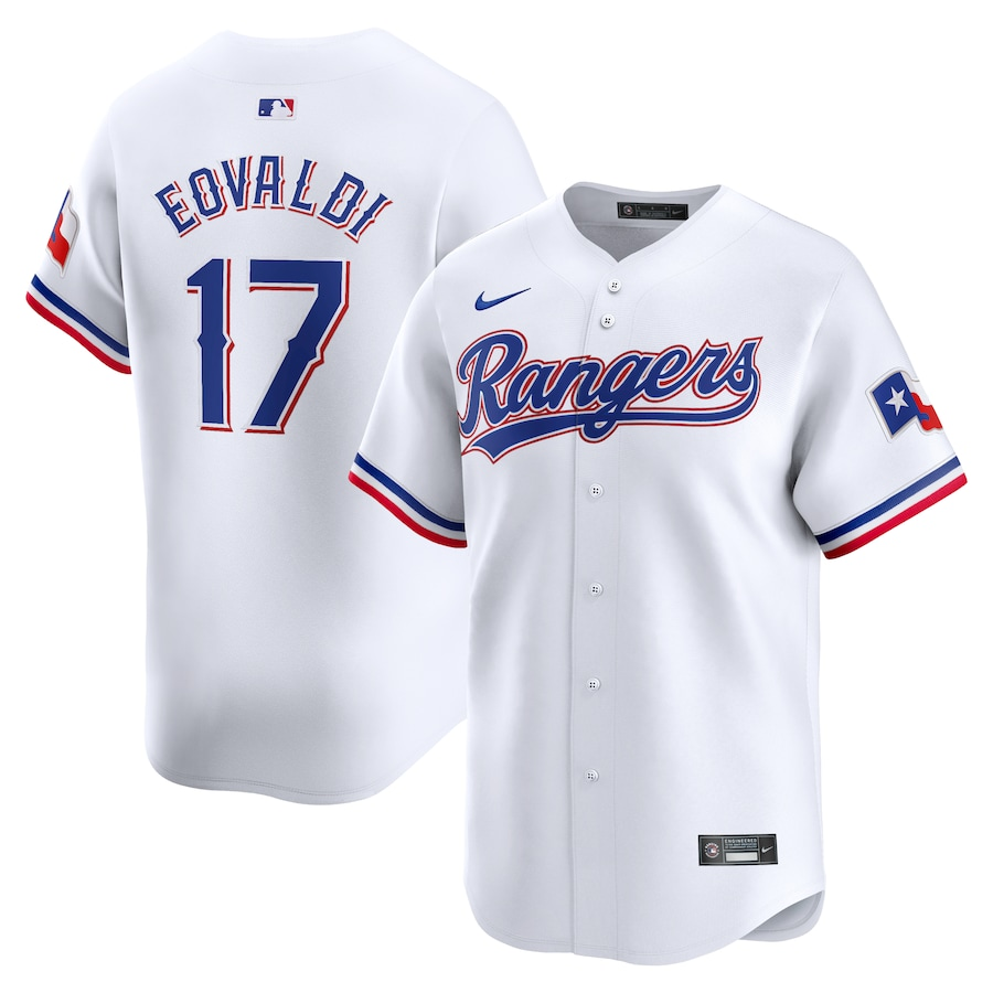 Men's Texas Rangers Nathan Eovaldi #17 White Home Limited Jersey